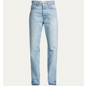 EB Denim Unraveled Two Jeans $340 NWT High Waisted Light Button Fly Straight Leg